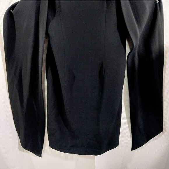 GORGEOUS BLACK SPAGHETTI STRAP, FRAPED ARM DETAIL COCKTAIL DRESS! SZ S - Picture 5 of 8